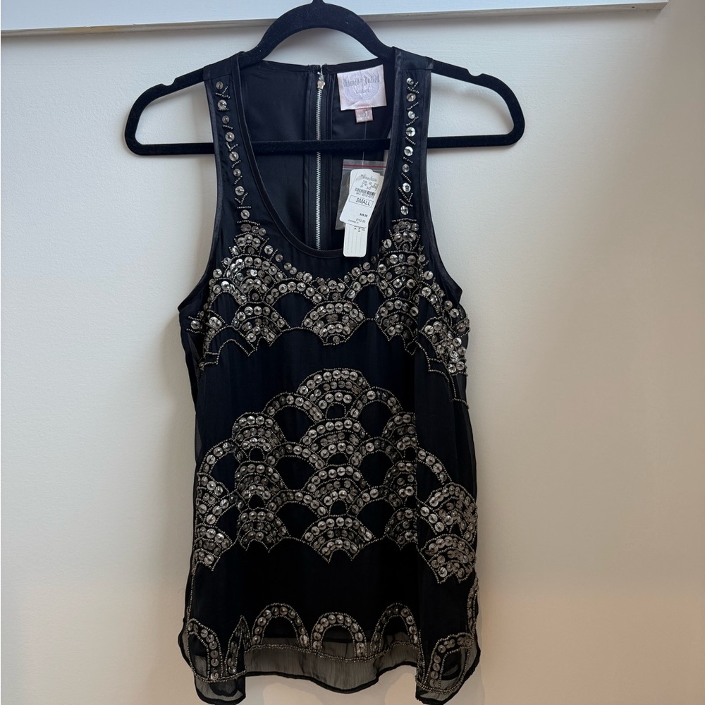 Romeo & Juliet Couture Black Embellished Tank Top